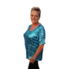 XXL Top Met Pailletten, Turquoise