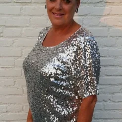 XL Top Met Pailletten Zilver