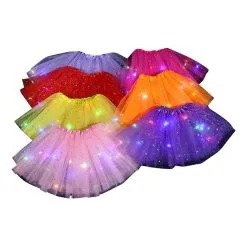 Tutu Met Gekleurde Led Lampjes, Neon Pink - Kind