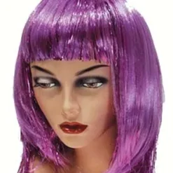 Pruik Met Lametta En Haar, Paars