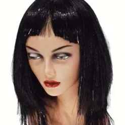 Pruik Met Lametta En Haar, Zwart