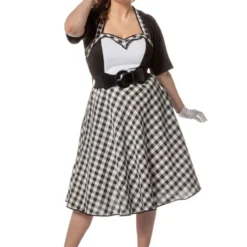 Rock And Roll Jurk Zwart/wit -Keeskonings Winkel 4149 xx 40