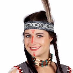 Haarband Indiaan Beige/blauw