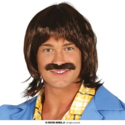 Pruik Met Snor, Bruin