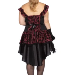 Jurk Burlesque - Bordeaux Rood/Zwart -Keeskonings Winkel 4706 xx 43