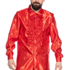 Rouchesblouse Satijn, Rood