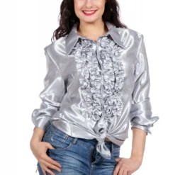 Rouchesblouse Satijn, Zilver