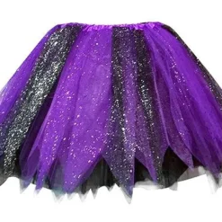 Glitter Tule Rokje (petticoat) Paars/zwart, Volwassen.