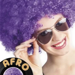 Afro Pruik Paars