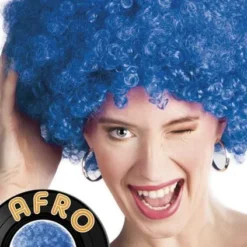 Afro Pruik Blauw
