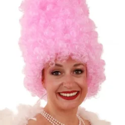 Pruik, Curly Hoog Roze