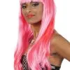 Lange Pony Pruik, Neon Roze