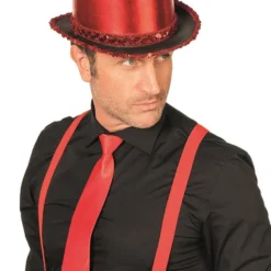 Hoge Hoed Lamee Met Paillettenband, Rood