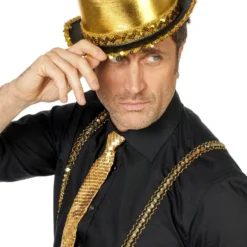 Hoge Hoed Lamee Met Paillettenband, Goud