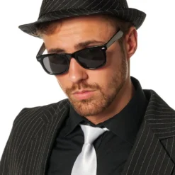 Tribly Gangster Hoed Zwart Met Krijtstreep