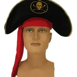 Hoed Piraat Zwart Met Rode Doek