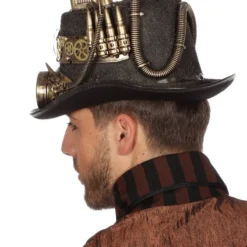 Hoed Steampunk Met Mijnlamp (licht) Goud