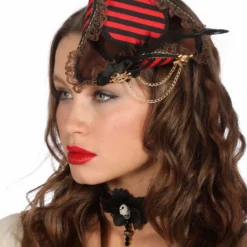 Hoed Mini Pirate, Rood/zwart