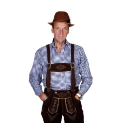 Originele Country/Tiroler Blouse Blauwe Ruit, Heren