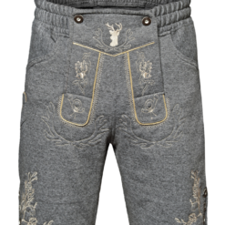 Fleece Lederhose, Grijs Met Borduursel -Keeskonings Winkel h 2890 fleece vorne large