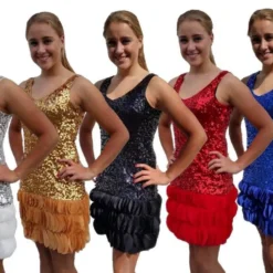 Cocktail, Glitter Pailletten Jurkje In 5 Kleuren