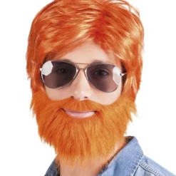 Pruik Met Baard Dude, Oranje