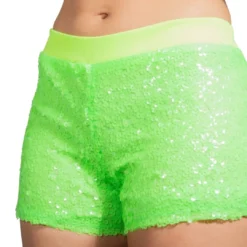 Hotpants Pailletten, Neon Groen