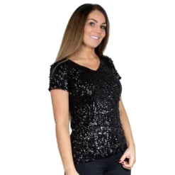Pailletten Shirt Zwart
