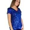 Pailletten Shirt Kobalt Blauw