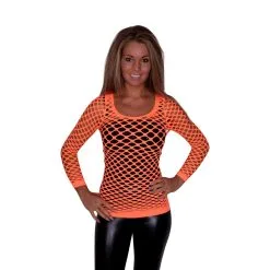 Netshirt Lange Mouw, Neon Oranje