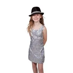 Disco Glitterjurkje Zilver Hologram