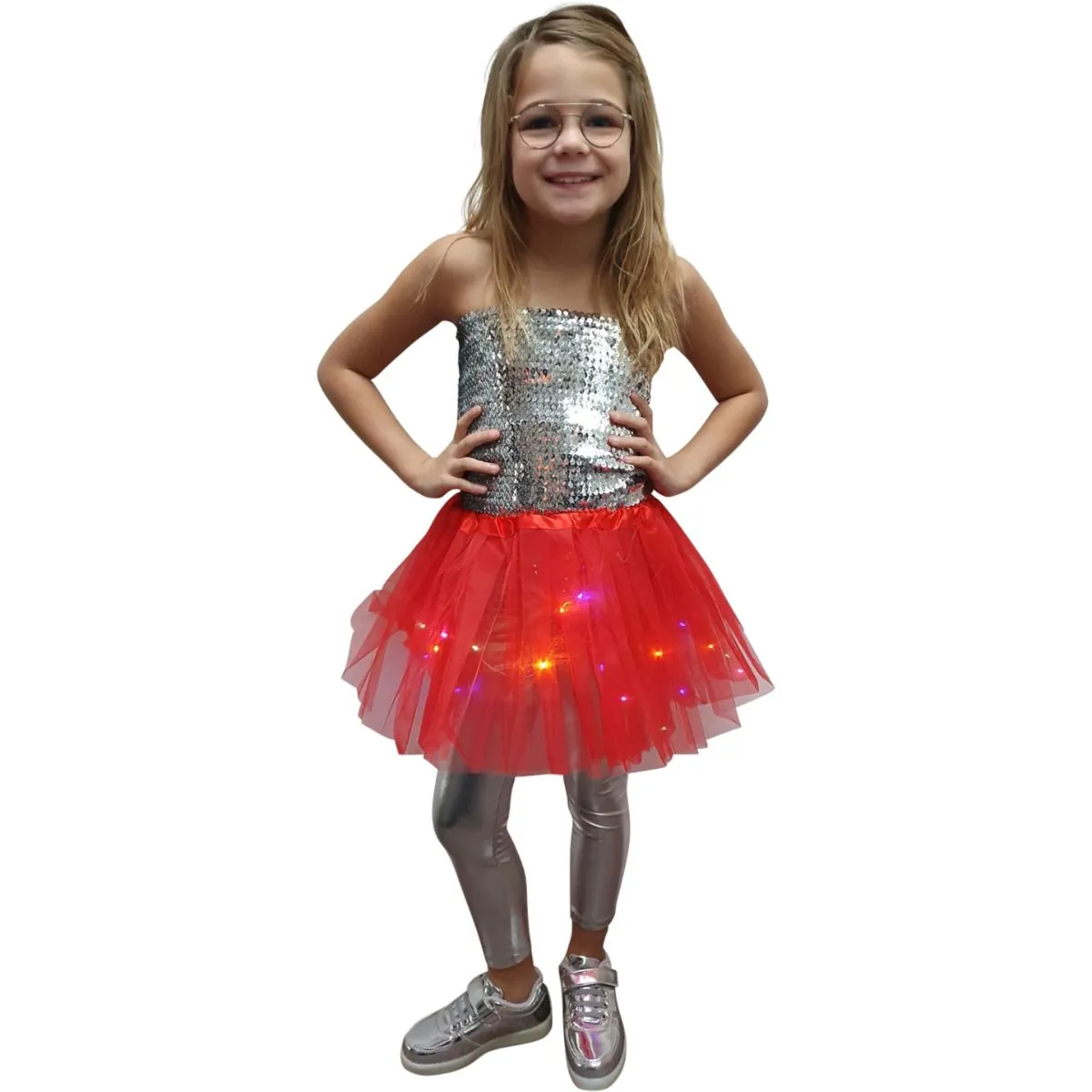Magic Tutu Met Gekleurde Led Lampjes, Rood (kind) 4 Magic Tutu Met Gekleurde Led Lampjes, Rood (kind) - Afbeelding 4
